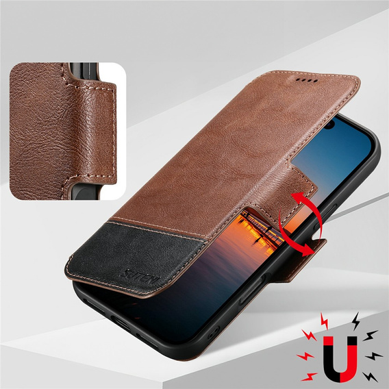 Husă flip 2 în 1 pentru iPhone 17 Pro Max, SUTENI, pentru MagSafe, maro