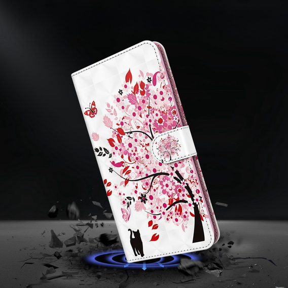 Cu clapetă pentru Oppo A17, Wallet Light Spots Decor, tree, alb