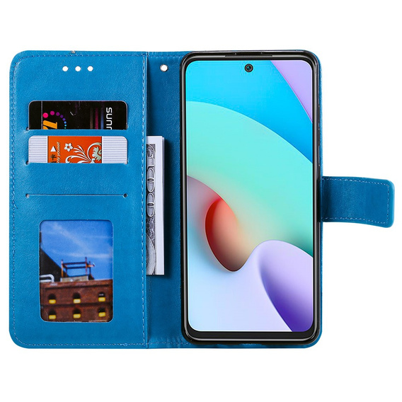 Cu clapetă pentru Xiaomi Redmi 10, Mandala, albastru