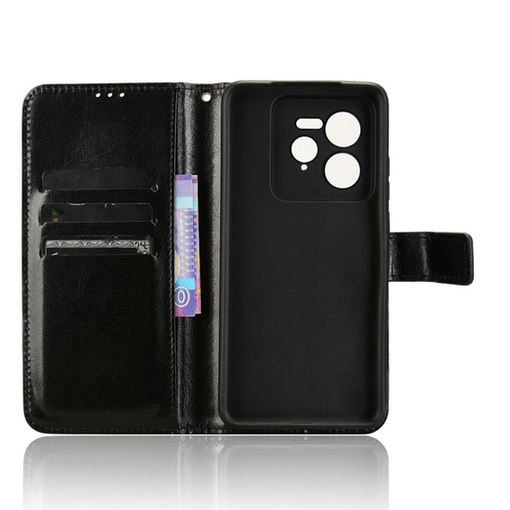 Cu clapetă pentru Realme GT 7 Pro, Crazy Horse Wallet, negru