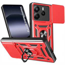 Husă blindată pentru Xiaomi Redmi Note 14 4G, CamShield Slide, roșu