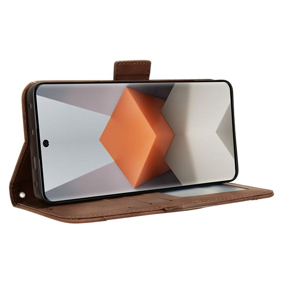 Cu clapetă pentru Xiaomi Redmi Note 13 Pro+, Card Slot, maro