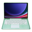 Carcasă + tastatură Samsung Galaxy Tab S9+, Leather Pen Slot TouchPad, verde deschis