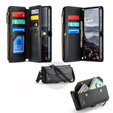 Husă CASEME pentru Samsung Galaxy S25 FE, RFID Leather Wallet, cu curea de umăr, negru