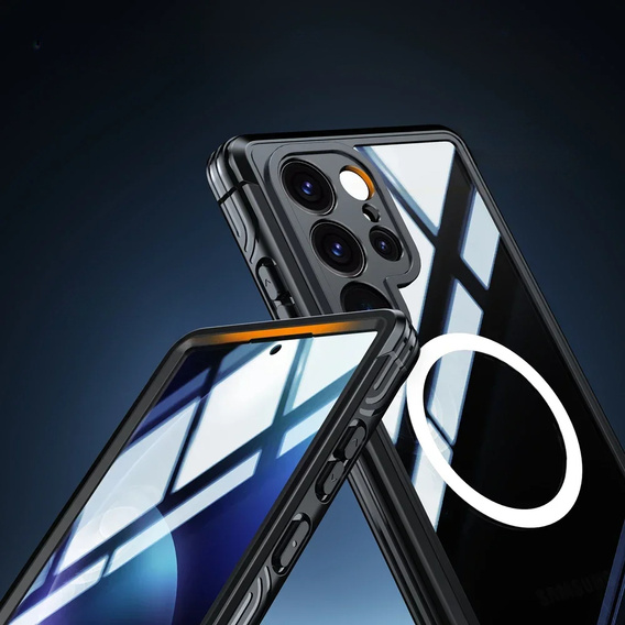 Husă pentru Samsung Galaxy S25 Ultra, Shockproof, cu sticlă, pentru MagSafe, negru