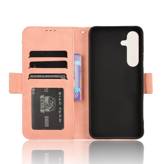 Cu clapetă pentru Samsung Galaxy S25 FE, Card Slot, roz