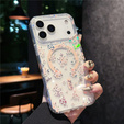 Husă magnetică cu model floral realizat cu laser pentru iPhone 17 Pro