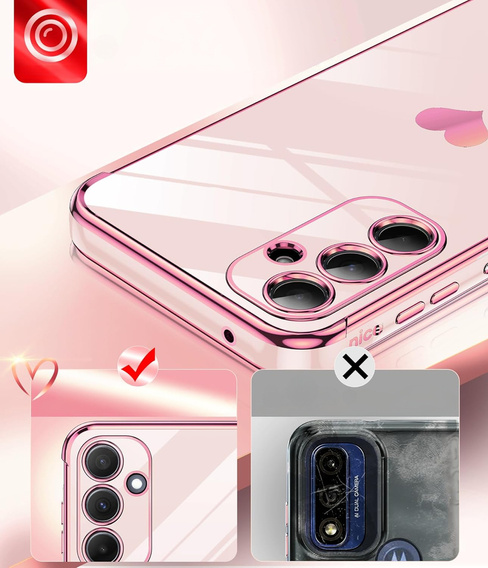 Huse pentru Samsung Galaxy A54 5G, Electro heart, roz rose gold + 2x sticlă 9H