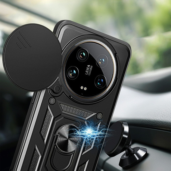 Husă blindată pentru Xiaomi 14 Ultra, CamShield Slide, negru