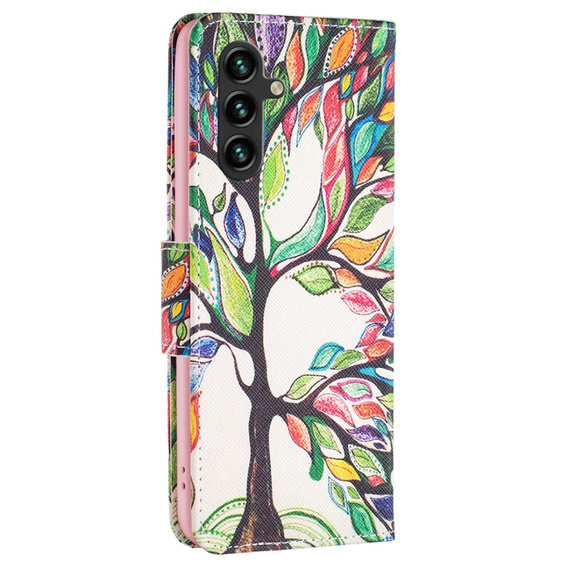 Cu clapetă pentru Samsung Galaxy A05s, Wallet, Tree of life, alb