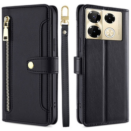 Cu clapetă pentru Infinix Note 40 Pro, Wallet Zipper Pocket, negru