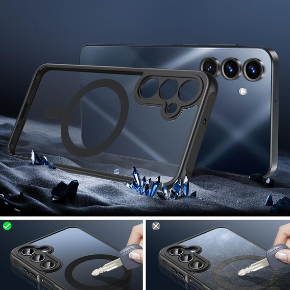 Husă pentru Samsung Galaxy A16, pentru MagSafe, ERBORD Matt Case, negru + sticlă pentru ecran