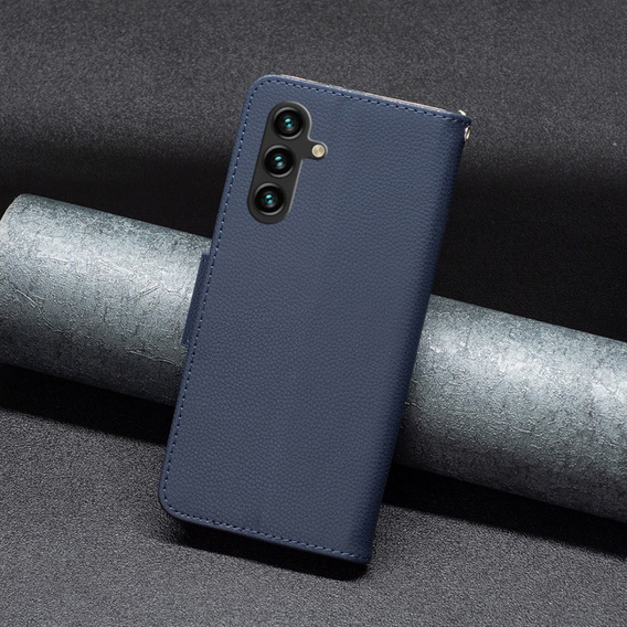 Cu clapetă pentru Samsung Galaxy A55 5G, Wallet Litchi Leather, albastru închis