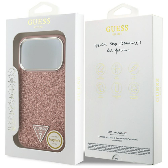 Husă GUESS Glitter Triangle Logo MagSafe pentru iPhone 17 Pro Max