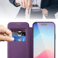 Cu clapetă pentru iPhone 15 Pro, RFID Wallet MagSafe CamShield, violet