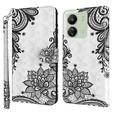 Cu clapetă pentru Xiaomi Redmi 13C / Poco C65, Wallet, Lace Flower alb
