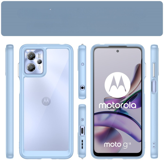 Huse pentru Motorola Moto G13 / G23, Fusion Hybrid, transparent / albastru