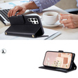 Husă cu clapetă pentru Samsung Galaxy S25 Ultra, Rhombus Crossbody Leather, negru