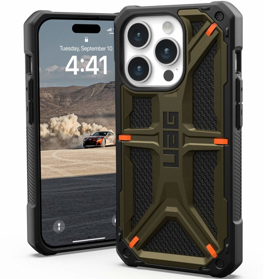 Carcasă Urban Armor Gear pentru iPhone 15 Pro, Monarch, Kevlar verde