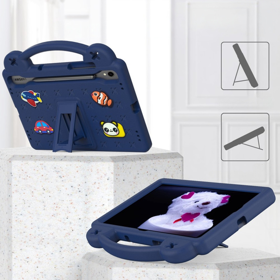 Husă pentru copii pentru Samsung Galaxy Tab S7/S8/S9, Cute Patterns, cu suport, albastru închis
