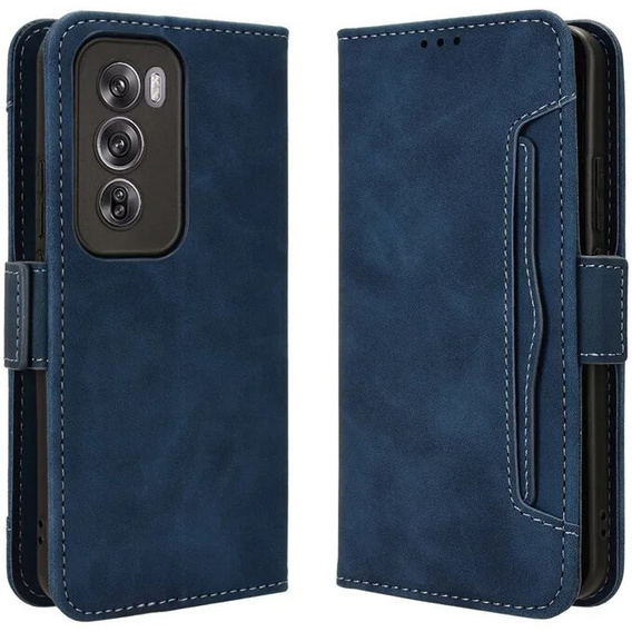 Cu clapetă pentru Oppo Reno 12 Pro, Card Slot, albastru închis