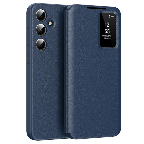 Husă cu clapetă pentru Samsung Galaxy A55 5G, Smart View Wallet, albastru