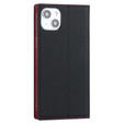 Cu clapetă pentru iPhone 15, Litchi Skin Grain, negru