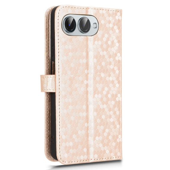 Husa cu clapetă pentru T Phone 3 5G, Wallet Rhombus, de aur