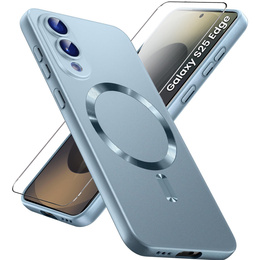 Carcasă pentru Samsung Galaxy S25 Edge, ColorMag, pentru MagSafe, albastru + sticlă călită 9H
