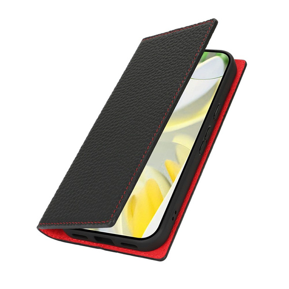 Husă cu clapetă pentru Google Pixel 10 Pro XL, piele Litchi Grain, negru