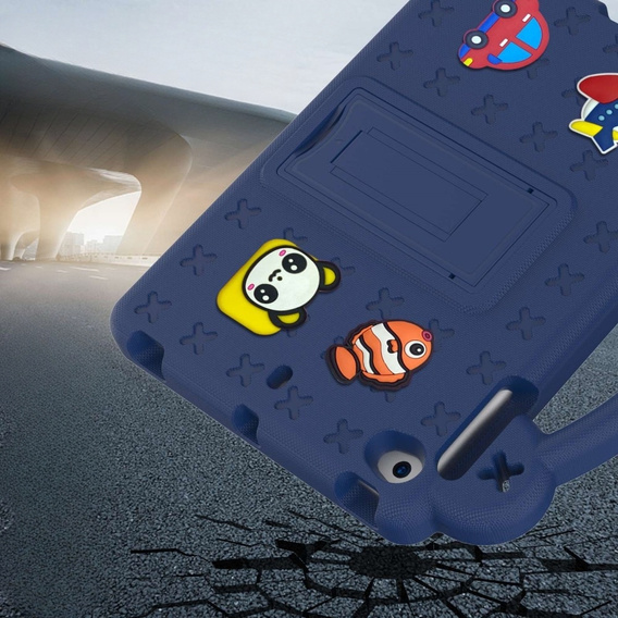 Husă pentru copii pentru iPad mini 7.9" 2019/2015/2014/2013/2012 (5/4/3/2/1 gen.), Cute Patterns, cu suport, albastru închis