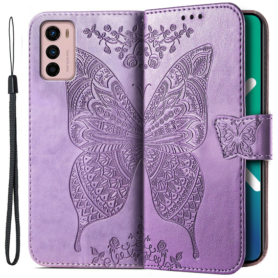 Cu clapetă pentru Motorola Moto G42 4G, Butterfly, violet