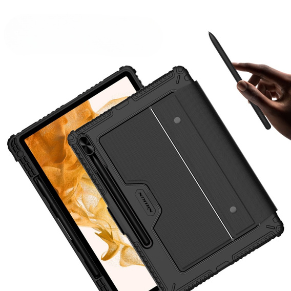 Carcasă + tastatură Galaxy Tab S8+ / Tab S7 +/ Tab S7 FE, NILLKIN Bumper Pen Slot, negru