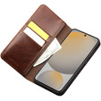 Carcasa flip pentru Samsung Galaxy S25 FE, QIALINO Leather Wallet, maro