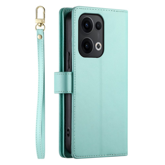 Cu clapetă pentru Oppo Reno 13 5G, Wallet Zipper Pocket, de mentă