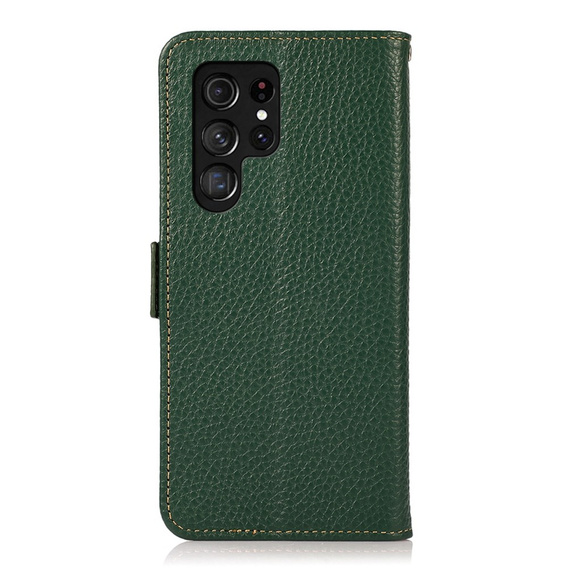 KHAZNEH RFID caz pentru Samsung Galaxy S23 Ultra, Litchi Texture, verde