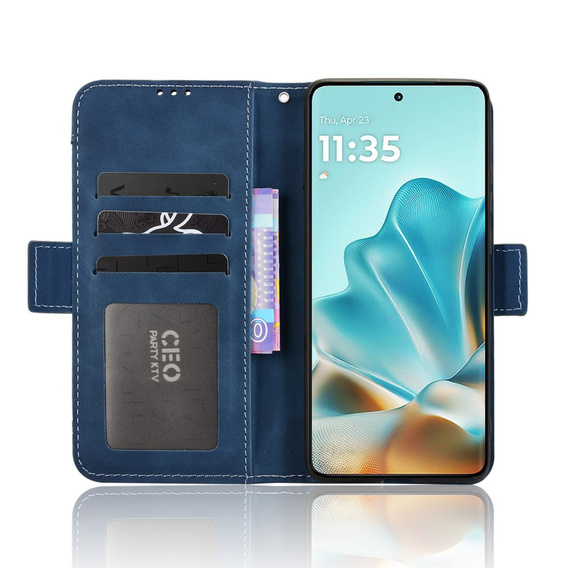Cu clapetă pentru Motorola Edge 60 / 60 Fusion, Card Slot, albastru închis