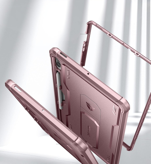 Husă blindată pentru Galaxy Tab S9 FE+ Plus 12.4, Dexnor Full Body, roz