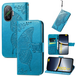 Cu clapetă pentru Xiaomi Poco F7, Butterfly, albastru