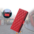 Husă cu clapetă pentru Samsung Galaxy A55 5G, Rhombus Crossbody Leather, roșu
