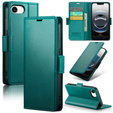 Husă pentru Iphone 16E, ERBORD Glossy Litchi, portofel cu clapetă, verde
