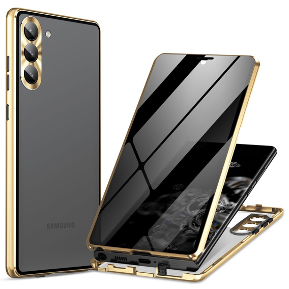 Husă pentru Samsung Galaxy S24, Privacy Dual Glass, de aur