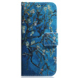 Cu clapetă pentru Realme C55, Wallet, Cherry blossom, albastru
