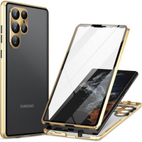 Husa pentru Samsung Galaxy S23 Ultra, Magnetic Dual Glass, de aur