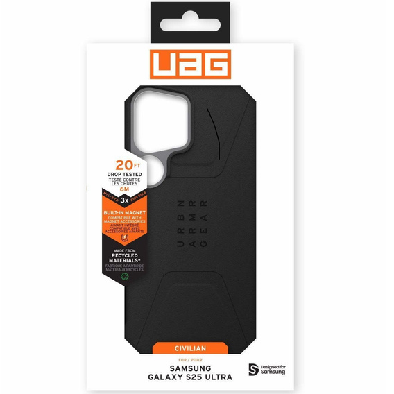 Carcasă Urban Armor Gear pentru Galaxy S25 Ultra, Civilian, negru