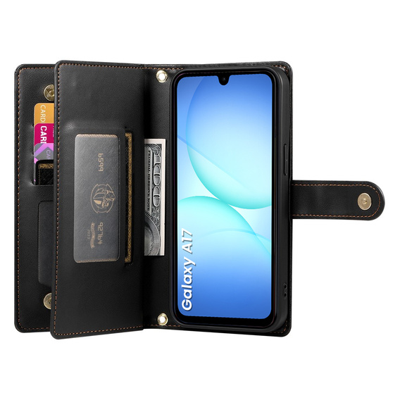 Wallet Zipper Pocket flip caz pentru Samsung Galaxy A17 5G, Wallet Zipper Pocket, negru