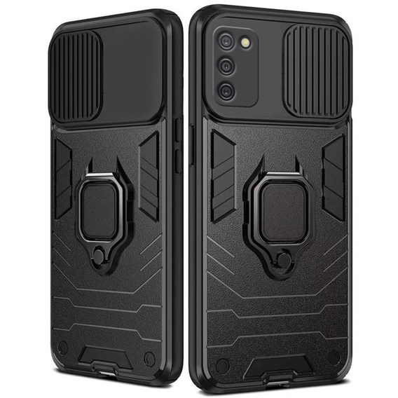 Husă pentru Samsung Galaxy A03s, KickStand Camera Lens, albastru