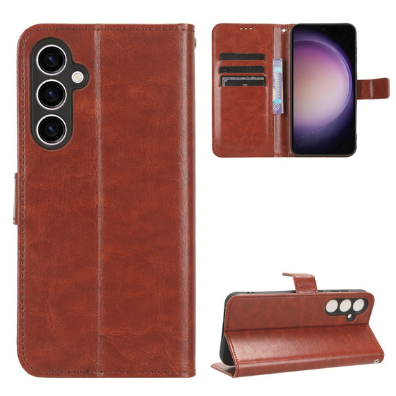 Cu clapetă pentru Samsung Galaxy S23 FE, Crazy Horse Wallet, maro