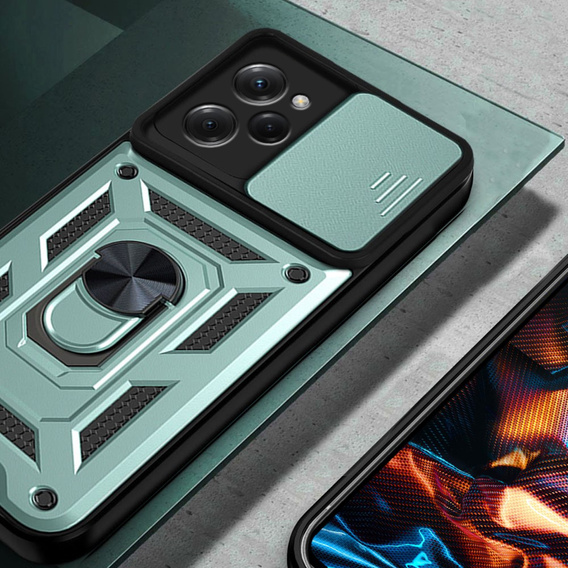 Husă blindată pentru Xiaomi Poco X5 Pro 5G, CamShield Slide, verde