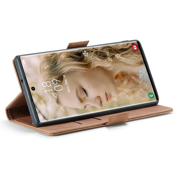 Husa CASEME pentru Samsung Galaxy S22 Ultra, Leather Wallet Case, maro